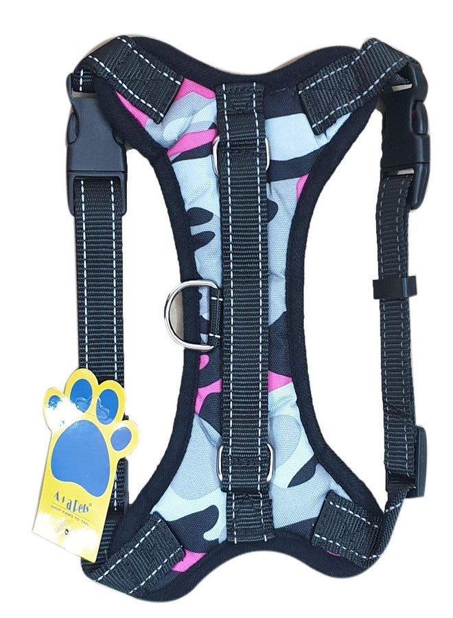 A+a Pets Heavy Duty Harness with Padding for Pets (X-Large, Camo Grey/Pink), Camo Grey/Pink, Extra Large, 60 g - Image 1